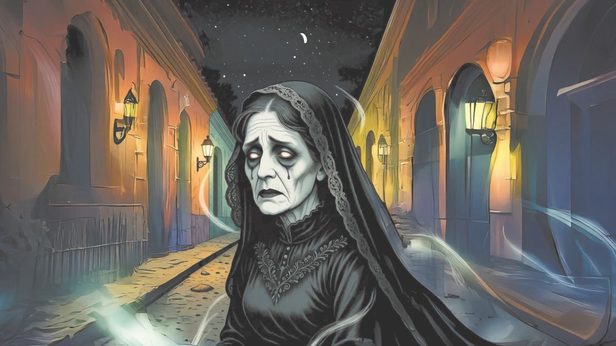 La Dama Enlutada vestida de negro. Ilustración: Jorge García