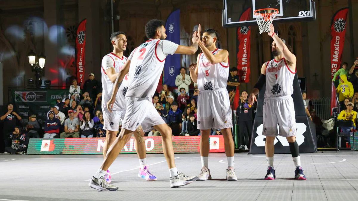 Integrantes de la Selección Mexicana de basquetbol 3x3 en la AmeriCup 2025 en León. Foto Comude.
