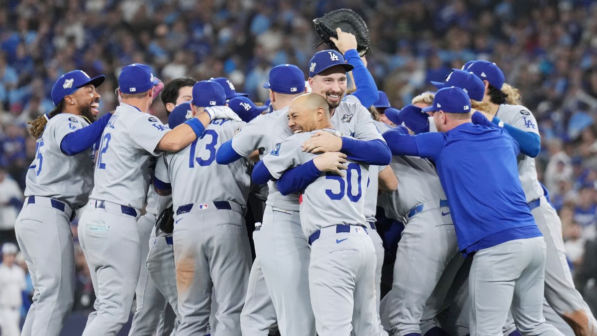 Los Dodgers celebran su victoria en la Serie Mundial.