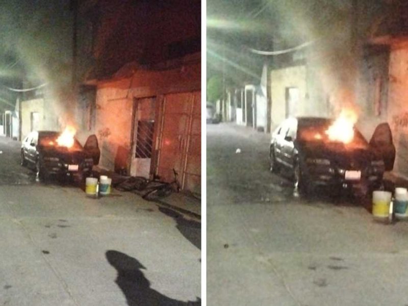 incendio auto colonia Ejidal Celaya