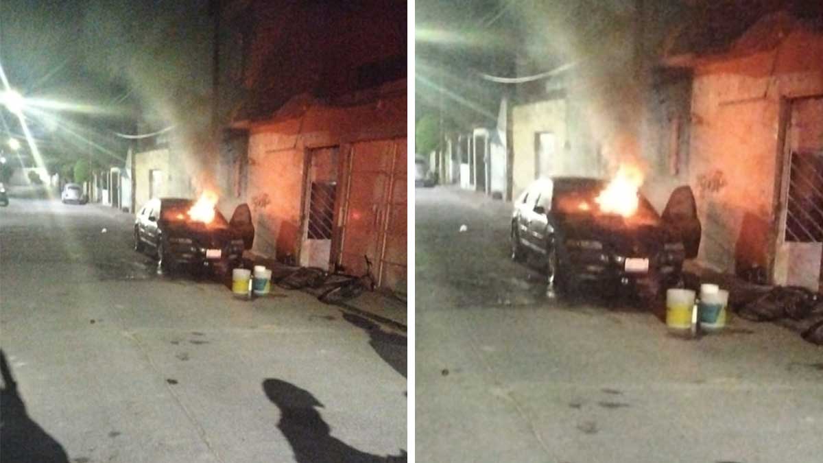 incendio auto colonia Ejidal Celaya