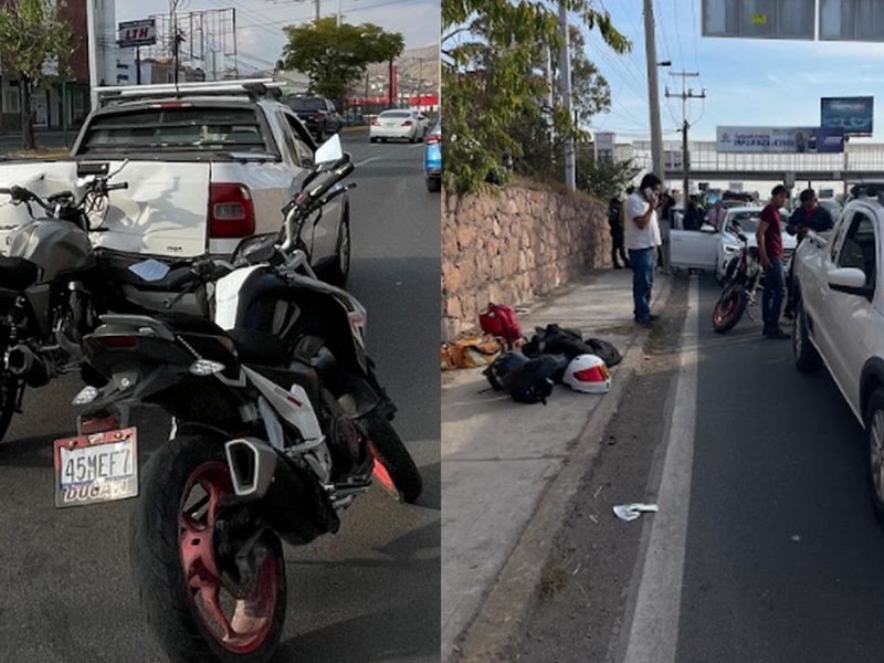 Accidente en Guanajuato capital deja a joven motociclista lesionado al chocar con camioneta