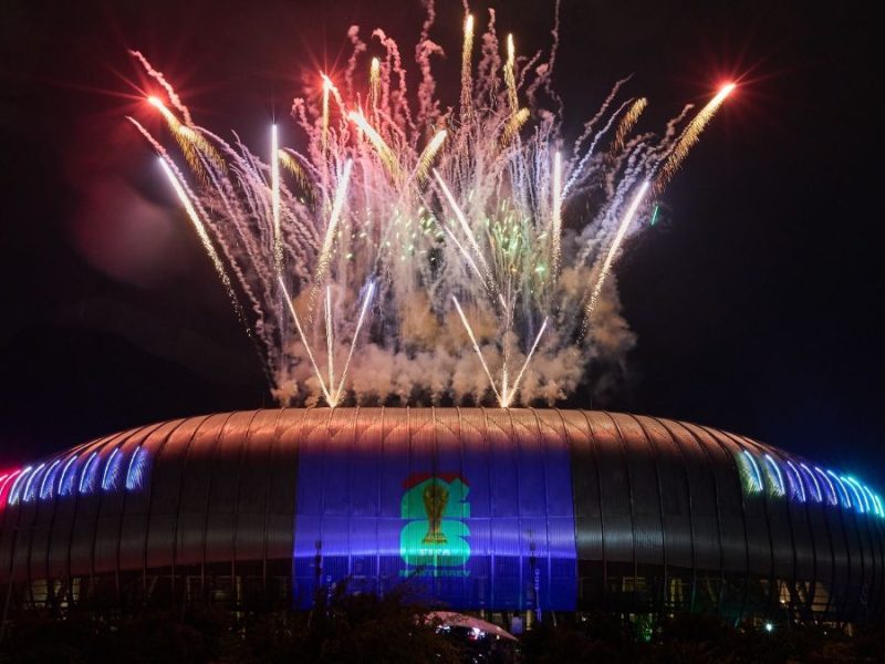 La Copa del Mundo 2026 en su presentación en el Estadio BBVA de los Rayados de Monterrey. Foto: Mexsport.