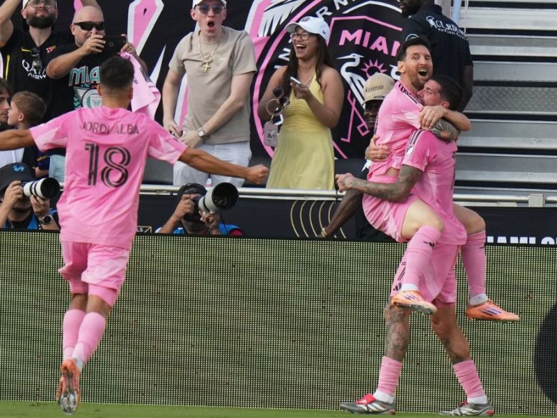 Lionel Messi celebrando uno de los tres goles de la final de la MLS 2025. Foto: Agencia AP.