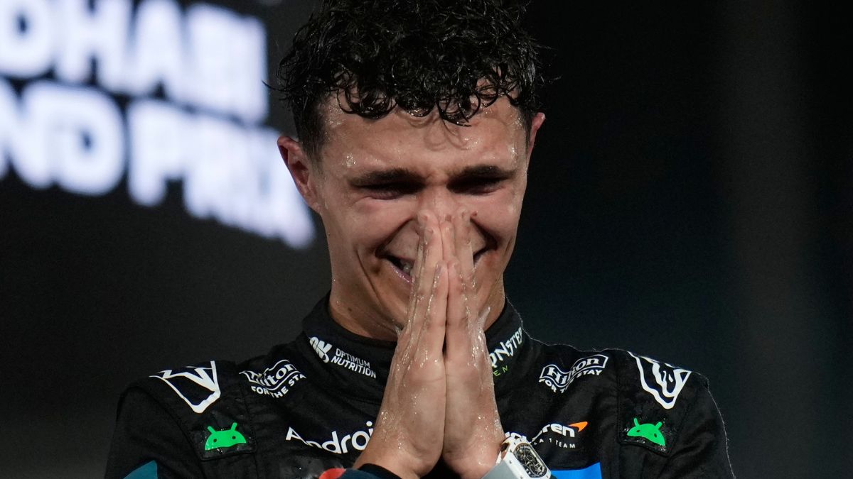 Lando Norris, visiblemente emocionado por ganar el 2025. Foto: Agencia AP.