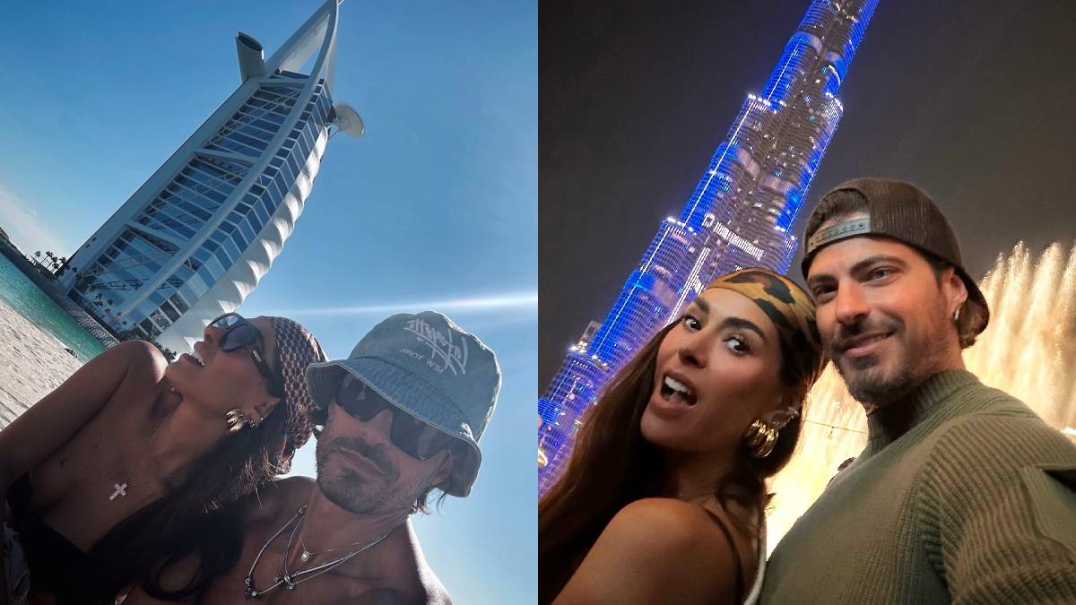 Galilea Montijo e Isaac Moreno posando en Dubái