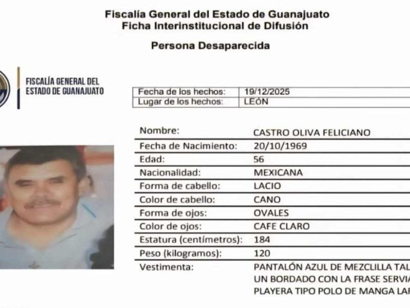 Desaparición en León: Feliciano salió a trabajar pero ya no regresó a su casa; urgen ayuda