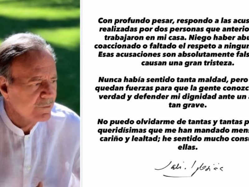 Julio Iglesias niega acusaciones de abuso sexual en un comunicado: “Nunca había sentido tanta maldad”