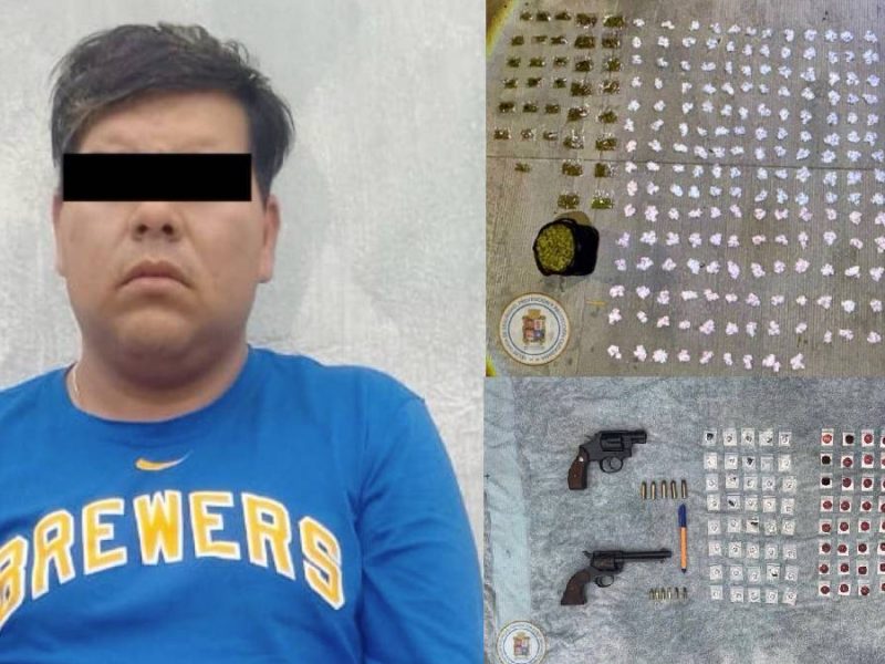 Detienen a Aurelio en Nuevo Lindero: Llevaba armas, droga y 40 mil pesos