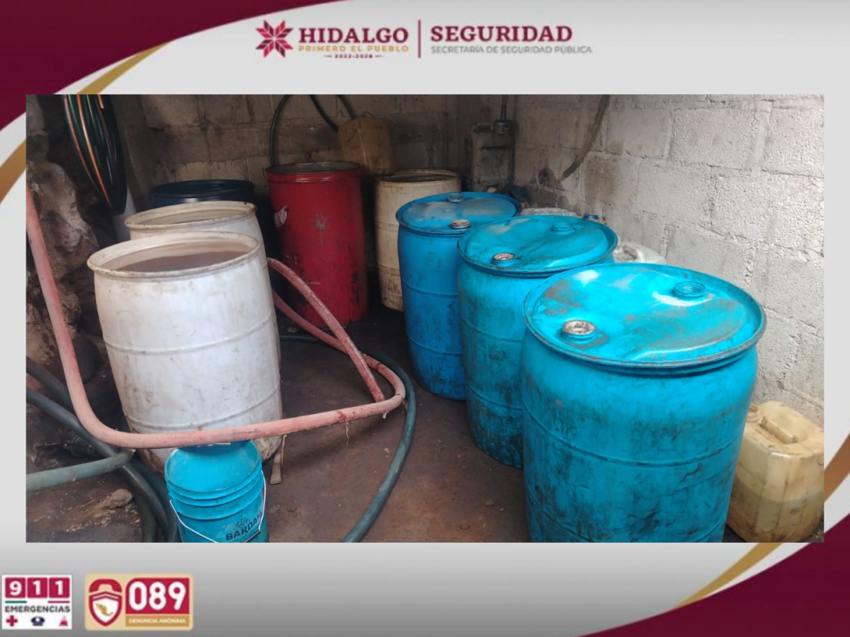 Aseguran predio con 7 mil 500 litros de hidrocarburo en Singuilucan