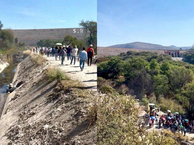 Campesinos retiran terraplén para liberar canal, en rechazo al Acueducto Solís-León