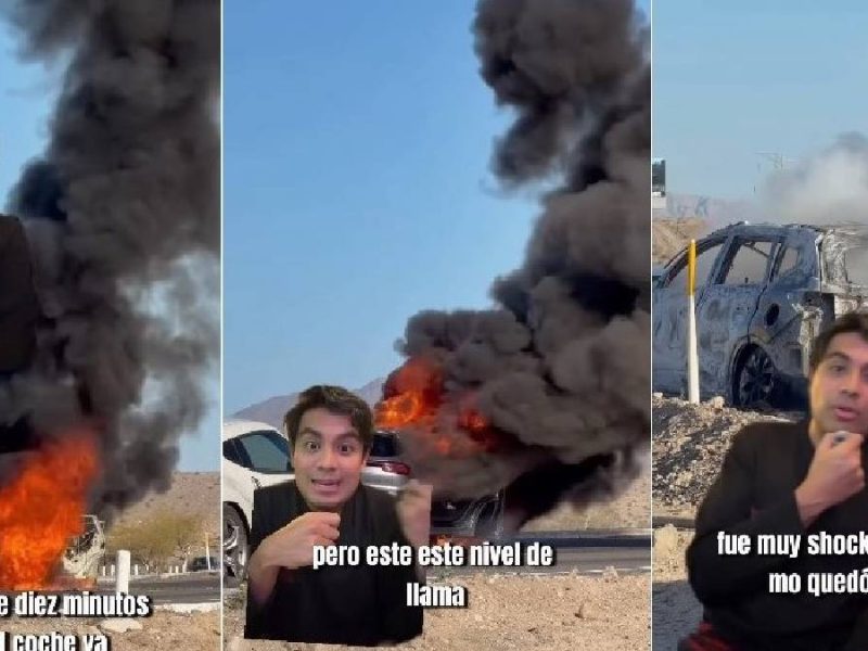 Se incendia camioneta de César Doroteo en plena carretera, iba con Ricardo Peralta