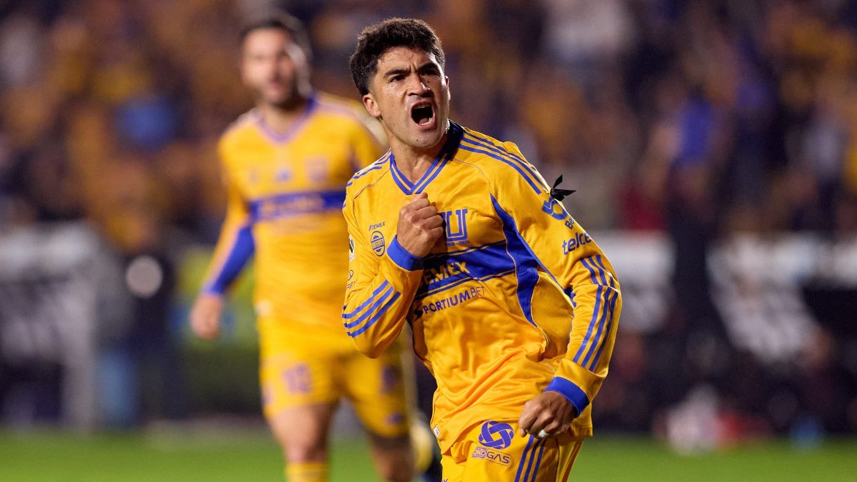 Nicolás Ibáñez celebrando un gol con Tigres. Foto: Mexsport.