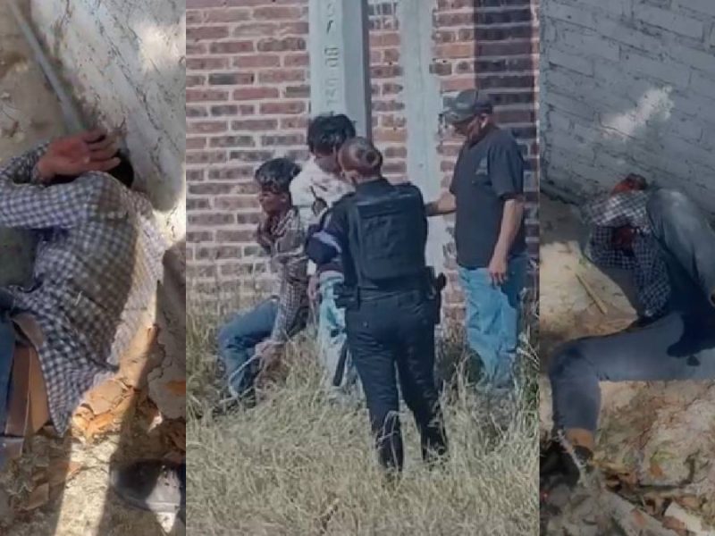 Vecinos amarran a poste a presuntos ladrones en San Francisco del Rincón