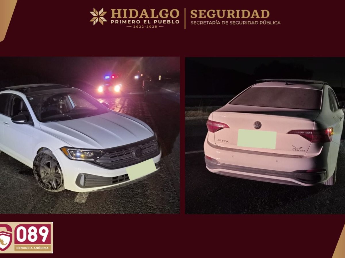 Recuperan vehículo robado tras persecución en la Pachuca–Cd. Sahagún
