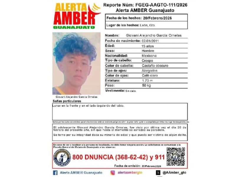 Buscan a Giovani Alejandro, futbolista de 15 años desaparecido en León