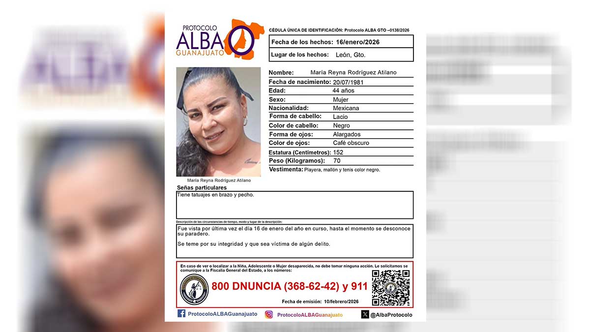 desaparece María Reyna Rodríguez Atilano