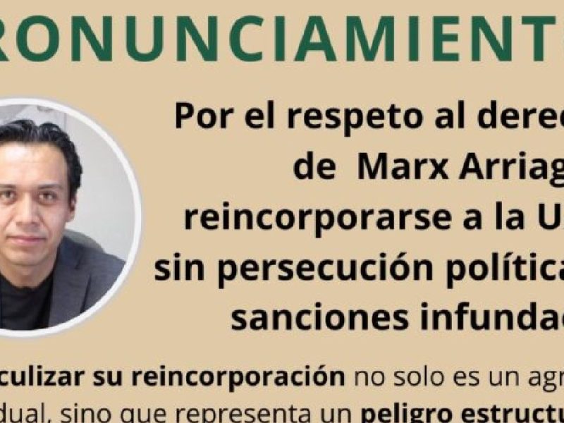 Marx Arriaga acusa a funcionarios de impedir su regreso como académico