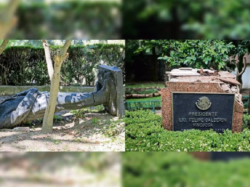 De la Calzada de los Presidentes al suelo: Abandonan estatua de Felipe Calderón en Los Pinos