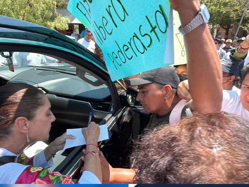 Reivindica Claudia Sheinbaum en Oaxaca la libertad de expresión tras protestas