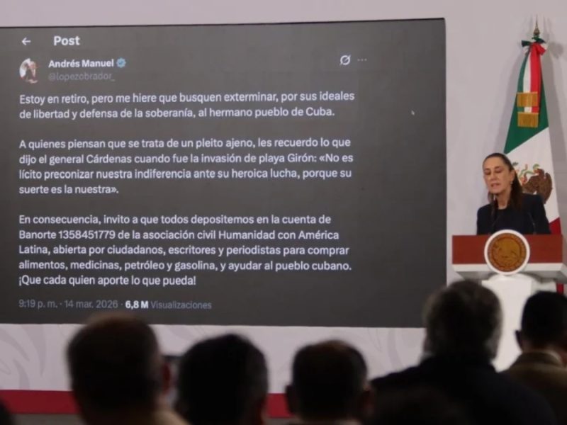 Coperacha para Cuba: Asegura Sheinbaum que cuenta que compartió AMLO está en regla; ella depositará