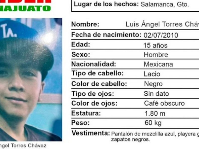 Activan Alerta Amber para localizar a Luis Ángel Torres Chávez, desaparecido en Salamanca