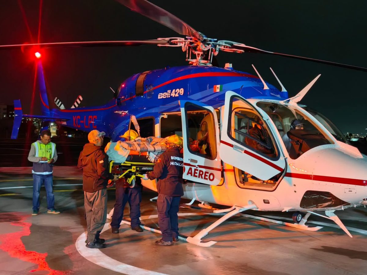 Trasladan vía aérea a paciente de la Huasteca al Hospital General de Pachuca