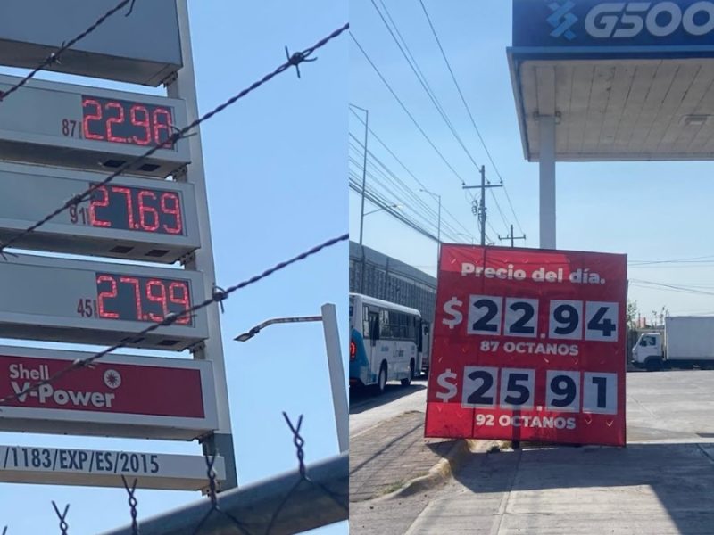 El precio de la gasolina en León debajo de los 23 pesos, pero diésel alcanza los 29 pesos el litro