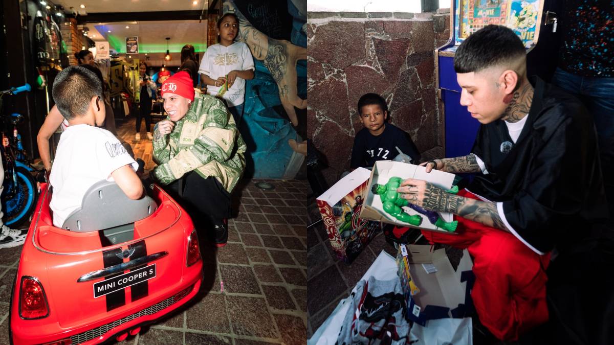 Santa Fe Klan conviviendo con Miguelito y entregando juguetes en Guanajuato