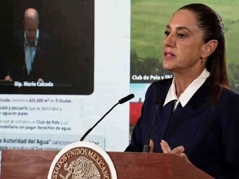 Acusa Sheinbaum a familia de diputado priista de usar concesión de agua en residencial con campo de polo