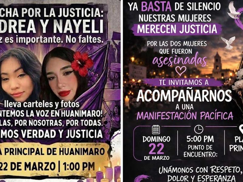 Huanímaro alza la voz: Convocan a marcha pacífica tras el cruel destino de Andrea y Nayeli