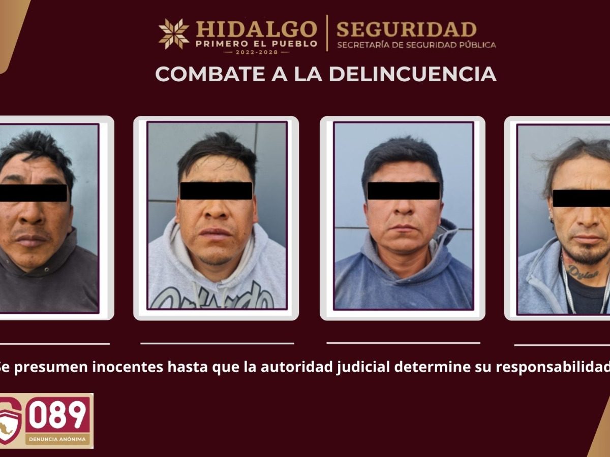 Detienen a cuatro presuntos integrantes de “Los Polos” en Hidalgo