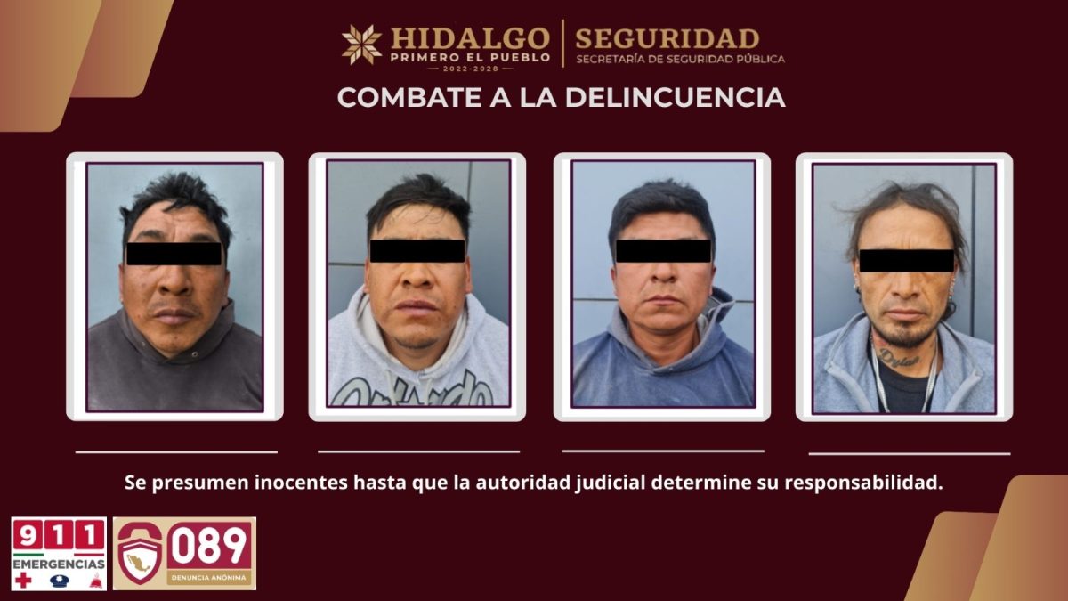 Detienen a cuatro presuntos integrantes de “Los Polos” en Hidalgo