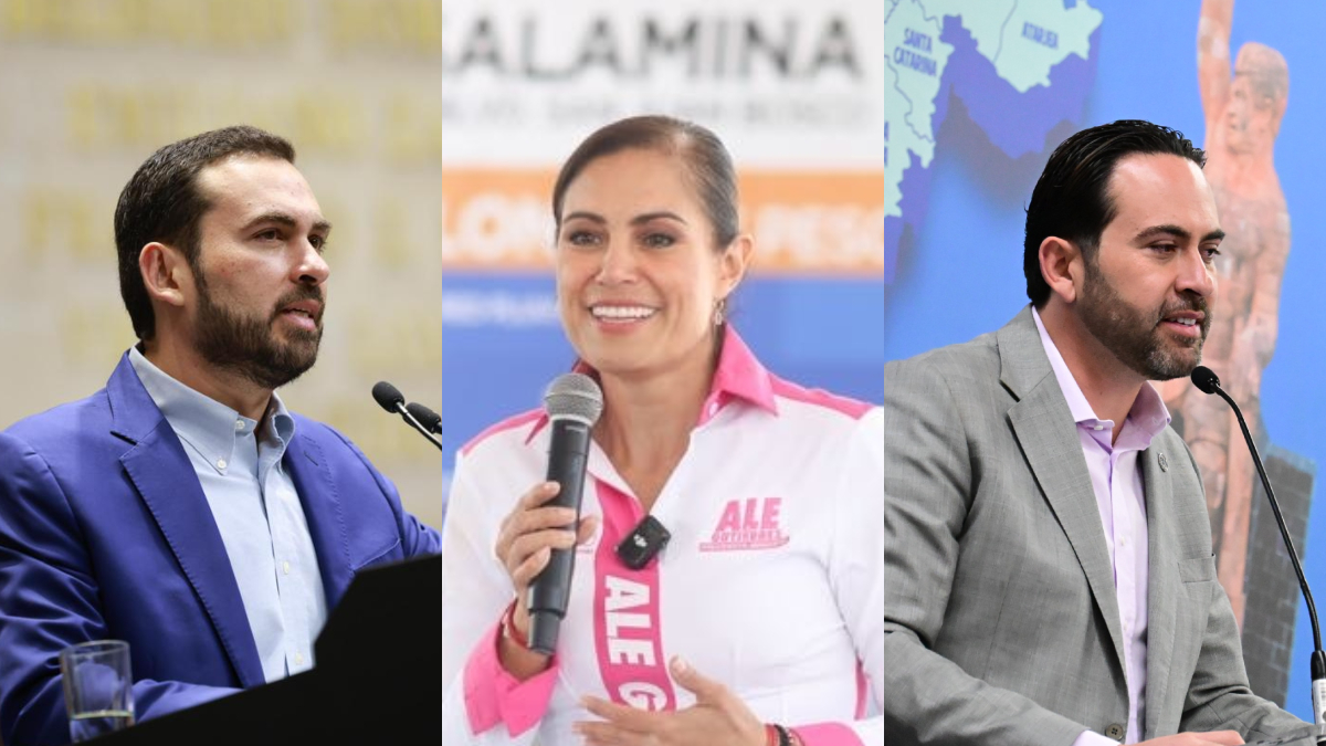 El legislador Alán Márquez, la alcadesa Alejandra Gutiérrez y el dirigente estatal del PAN, Aldo Márquez (der.).
