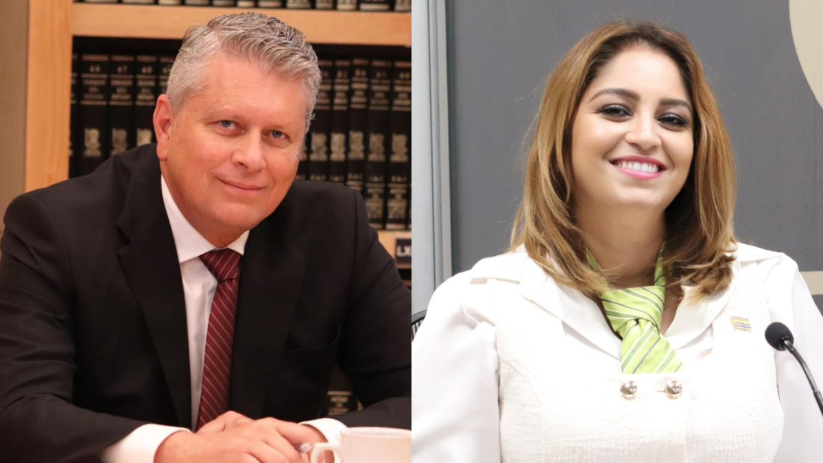 La diputada Eugenia García Oliveros y el coordinador de Morena, Ricardo Ferro