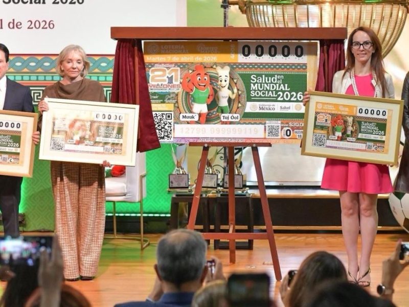 Presentan billete de Lotería “Salud en el Mundial Social 2026”