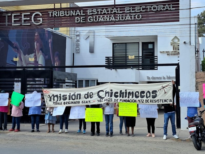 Protestan indígenas de Misión de Chichimecas contra resolución de Tribunal Electoral de Guanajuato