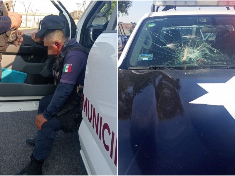 Atacan a policías a pedradas en operativo de Salamanca; hay un herido y patrullas dañadas