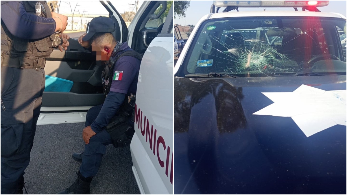 Policía herido a pedradas