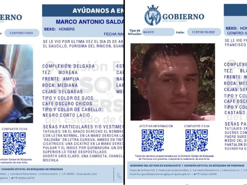 Buscan a dos hombres de Purísima; desaparecieron en 2020 y 2022