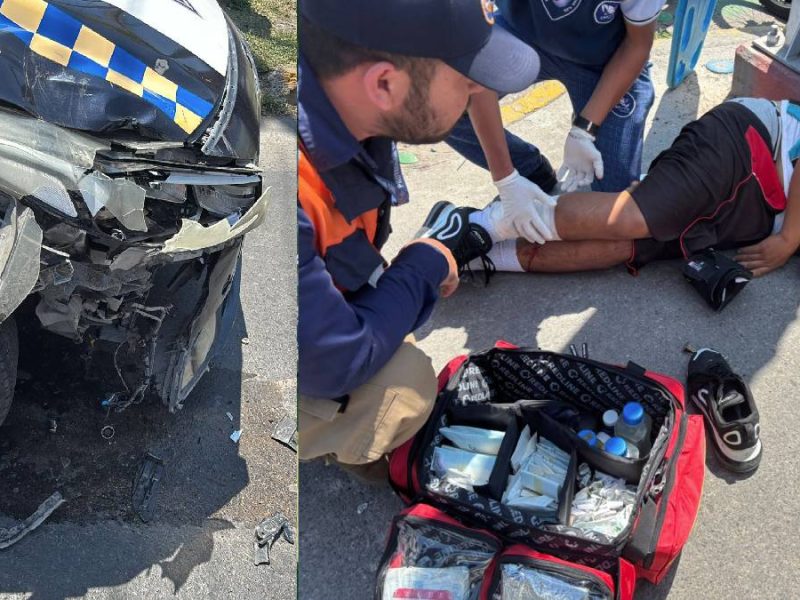 Impacta patrulla a motociclista cuando se incorporaba a una calle con el semáforo en rojo, en Purísima del Rincón
