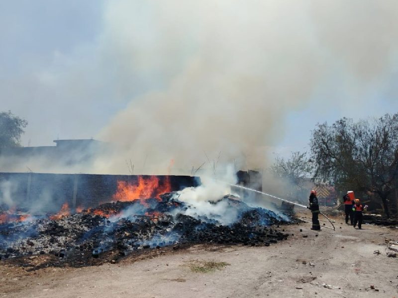 Arrasa fuego con depósito de tarimas y daña viviendas cercanas