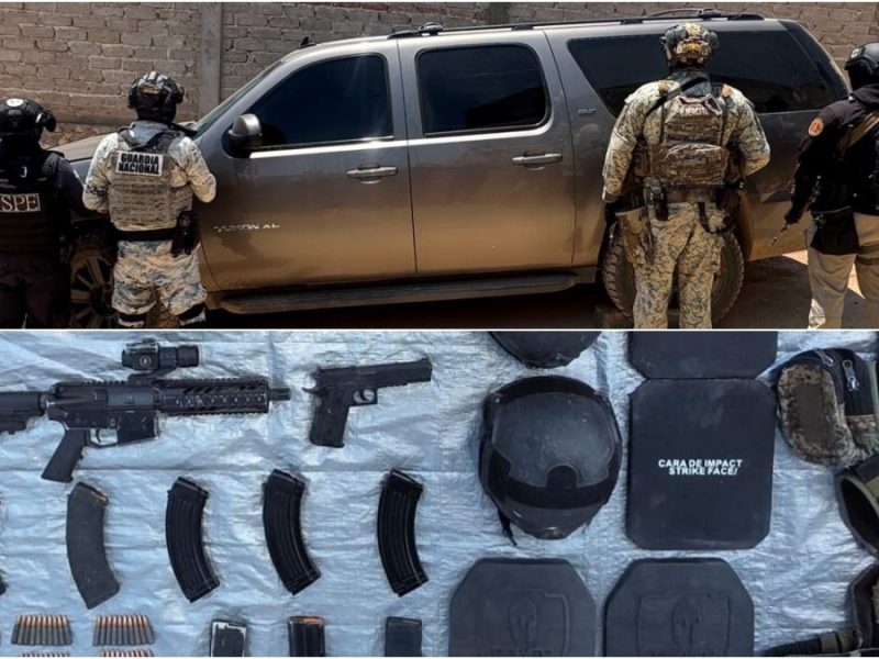 Armamento y equipo táctico fueron abandonados en una Yukon robada en Comonfort