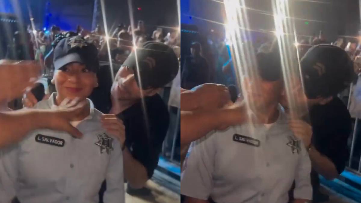 Enrique Iglesias junto a guardia de seguridad en concierto Feria Tabasco 2026