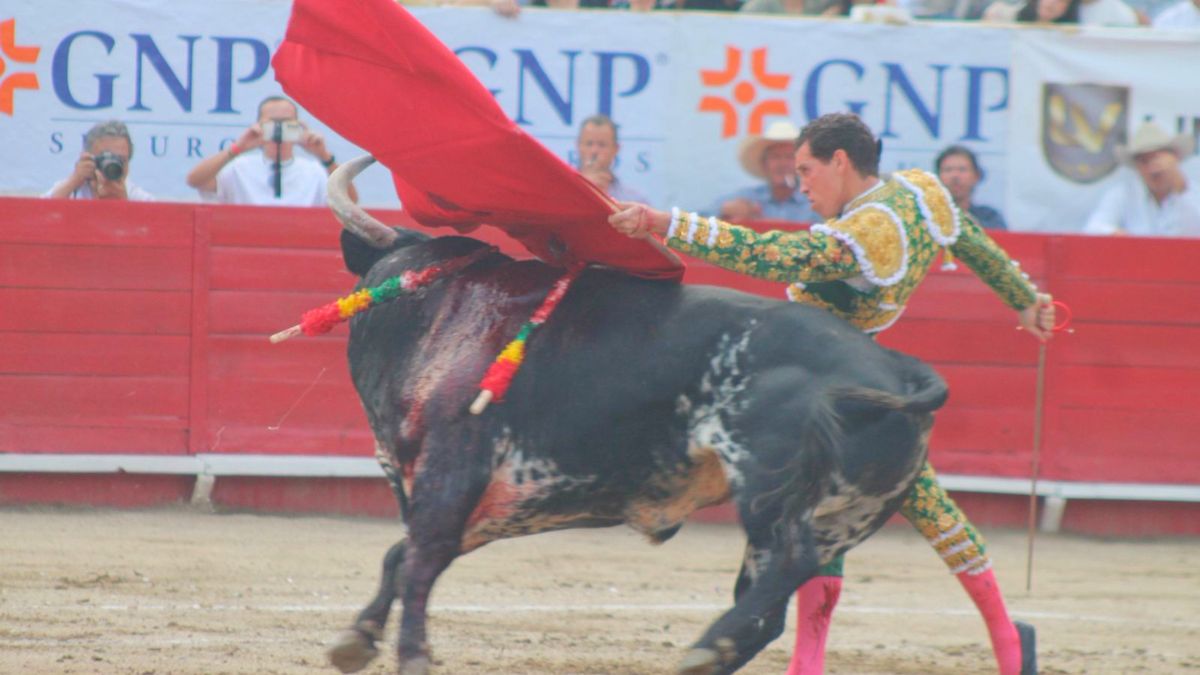 Ginés Marín ante su primer astado en la plaza de toros La Luz de León. José Méndez.