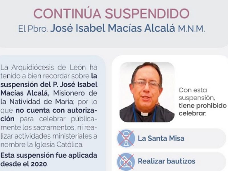 Advierte Arquidiócesis de León por evento sin validez que organiza sacerdote suspendido en 2020