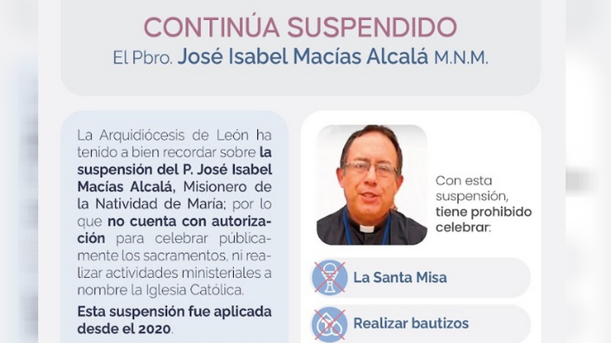 Sacerdote suspendido José Isabel Macías Alcalá