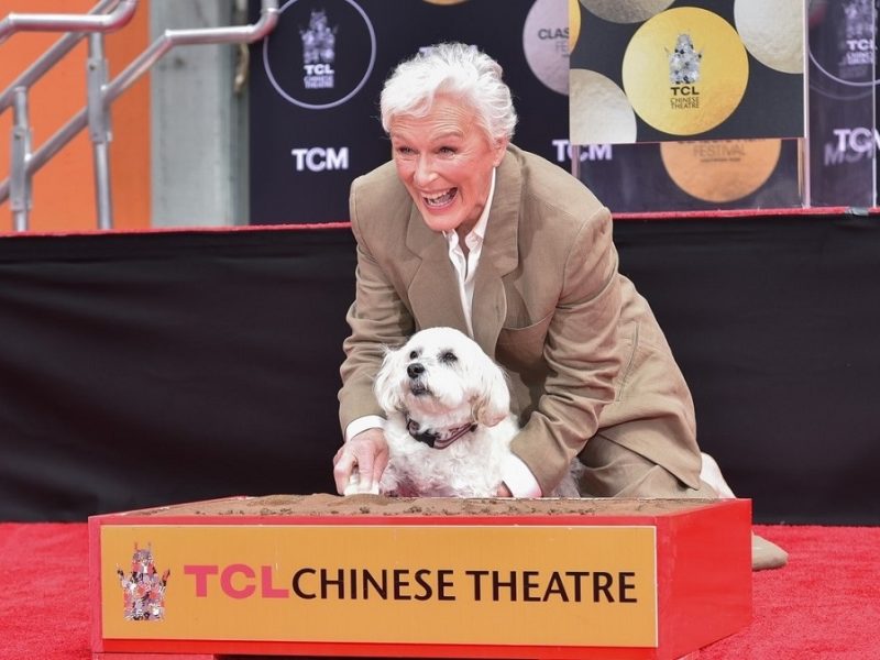 Glenn Close estampa sus huellas, y las de su perrito, en el Teatro Chino TCL