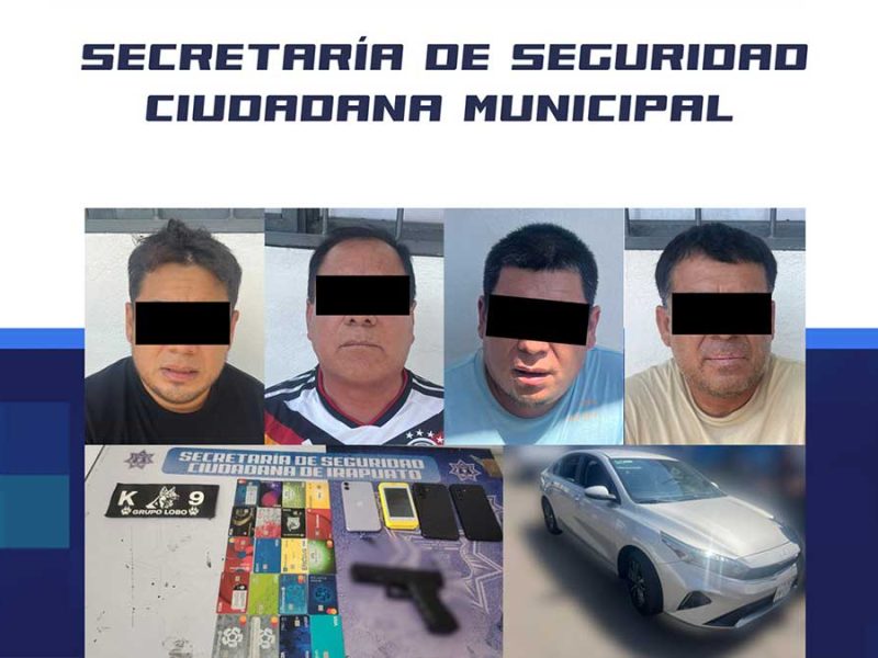 Detienen a 3 peruanos y un mexicano por asaltar a cuentahabientes en Plaza Jacarandas de Irapuato