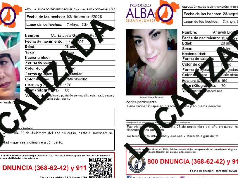 Desactivan ficha de búsqueda de dos mujeres desaparecidas el año pasado y halladas muertas